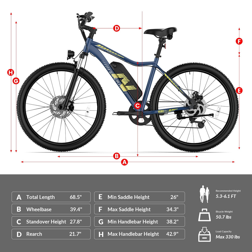 ZDZA 27.5'' Electric Bike for Adults, 1500W Motor 25MPH E-Mountain Bike, 48V 10.4Ah Removable, 7-Speed Ebike with Display UL2849