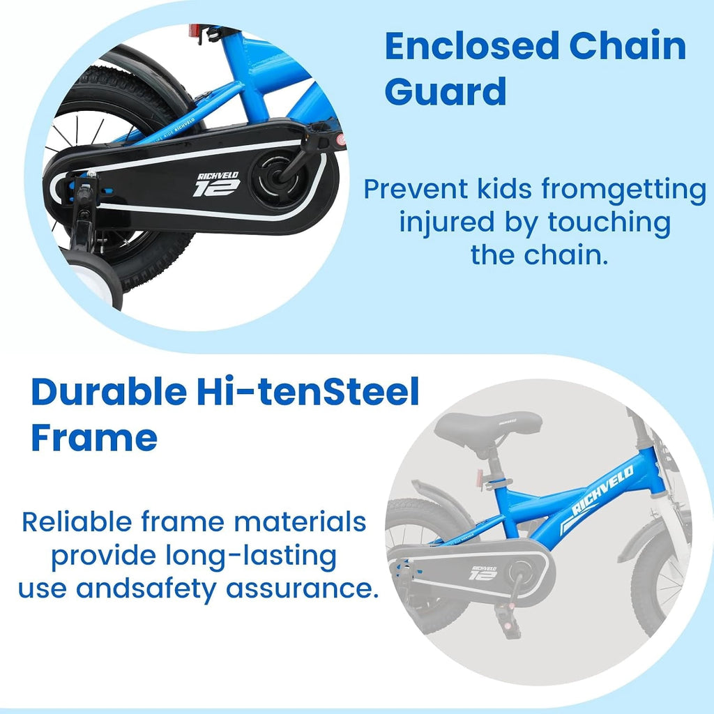 Kids Bike 12 Inch for Boys Girls, BMX Style Kids' Bicycle with Removable Training Wheels and Basket, Coaster Brake Toddlers Children's Bicycle Gift for Boys Girls 2-4 Years Old, Blue
