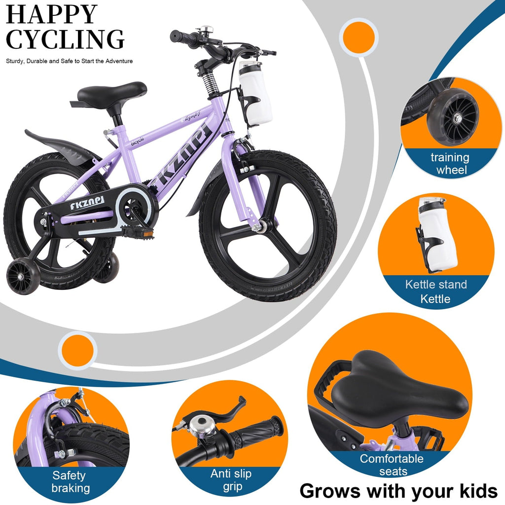 18 inch Kids Bike for Boys and Girls, SHINPT Kids Bicycle with Training Wheels, Bicycle for Kids Ages 5-9 , 18 Boys Bike with Adjustable Saddle&Handlebar, Girls Bike for Kids for Outdoor, Park
