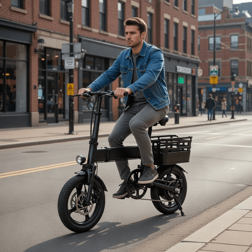 14 Folding Electric Bike for Adults, 500W Commuter Ebike with 350WH Battery, 20MPH & 20 Miles, UL2849, Mini Bicycle with Basket