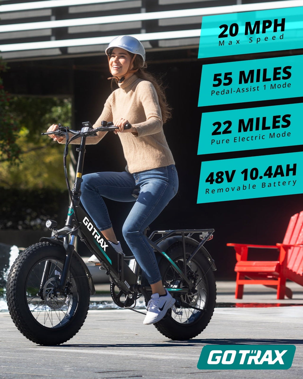 GOTRAX R2 Folding Adult Electric Bike, 500W 20mph, 20 x 3 Fat Tire, LCD Display, Black