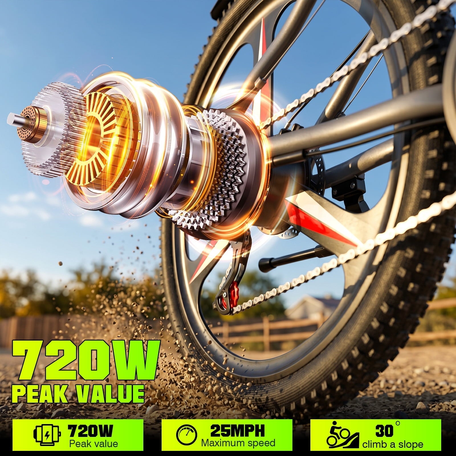 Electric Bike for Adults, 26 Commuter Ebikes with 7-Speed Gears, 25MPH, 720W Peak Motor, Removable Battery, 50 Miles Range, Electric Mountain Bicycle for All Terrain UL2849