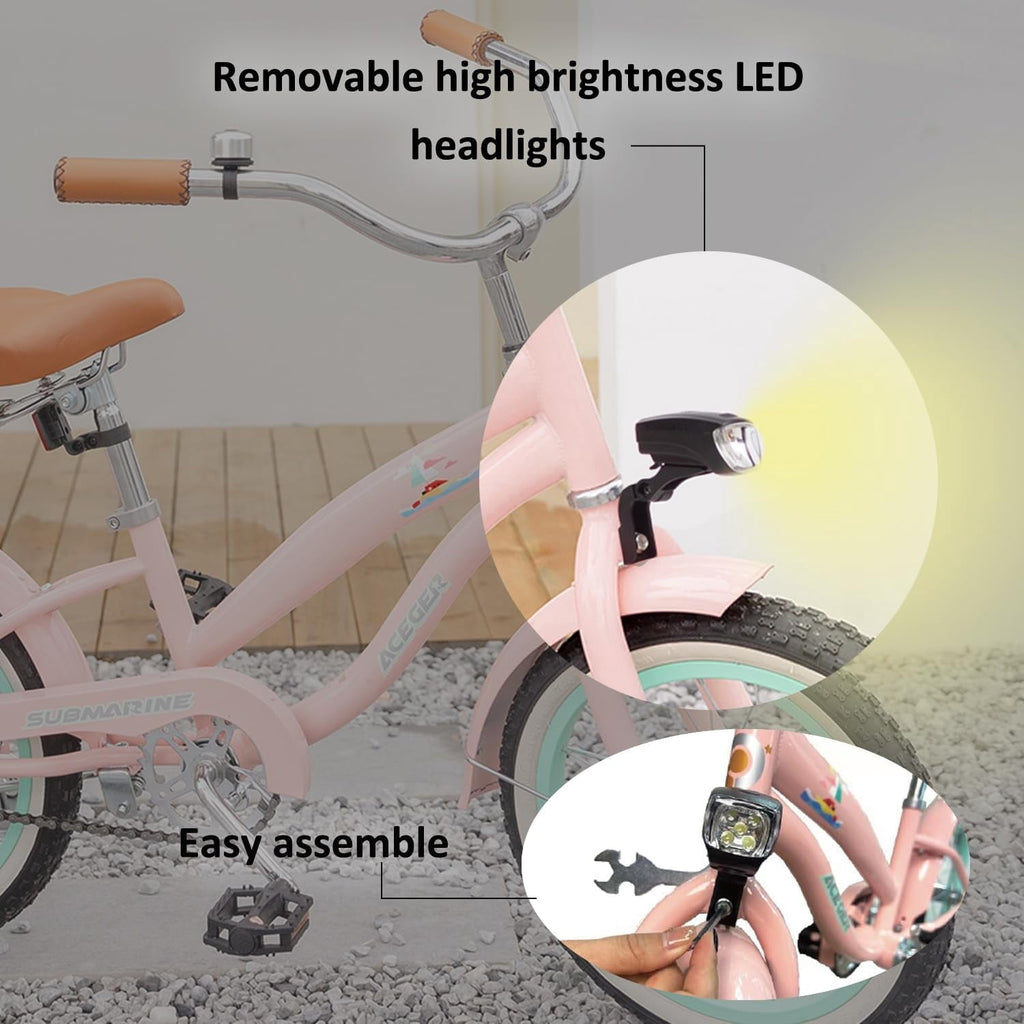 ACEGER 20 Inch Beach Cruiser Bike for Girls Ages 9-13, Pink