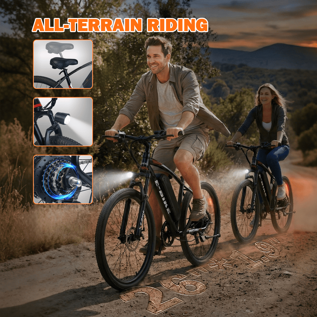 XKJ Electric Bike for Adults, 26”Electric Mountain Bike 576Wh Internal Battery & LCD Display,750W (Peak) Motor,7-Speed, Lightweight Ebike for Teens,40 Miles, Full Suspension,UL2849