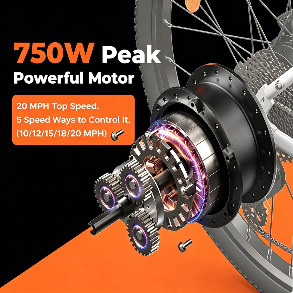 iScooter 750W Peak Electric Bicycles,26 Electric Bike for Adults with 15Ah Removable Battery,LCD,Suspension Fork,5 Riding Modes, Mountain Ebike