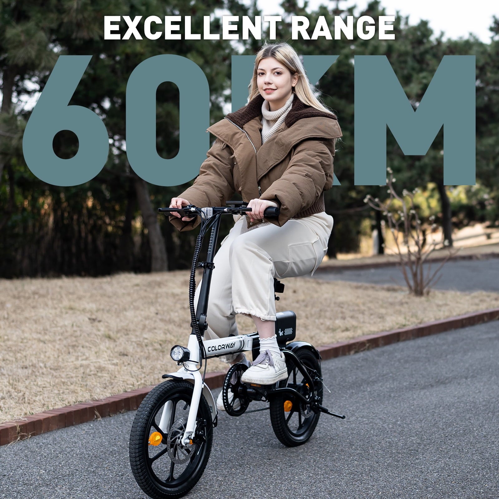 COLORWAY BK35M 16 Foldable Electric Bike for Adults, 350W Lightweight Commuter E-Bike, 37 Miles Range, Quick-Fold Portable Design, Aluminum Frame, UL2849 Certified