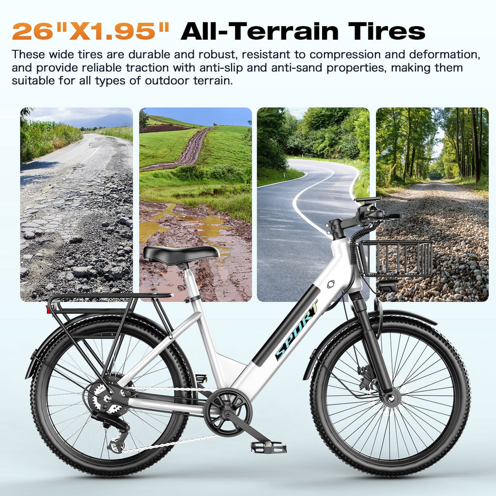 F26-1500W Off-Road Electric Bike, 26 Tire 55 Miles Electric Bike ,48V 10.5 Internal Battery (Removable), Top Speed 30MPH, Electric Mountain Bike Beach Bike, Professional 7 Speed UL2849