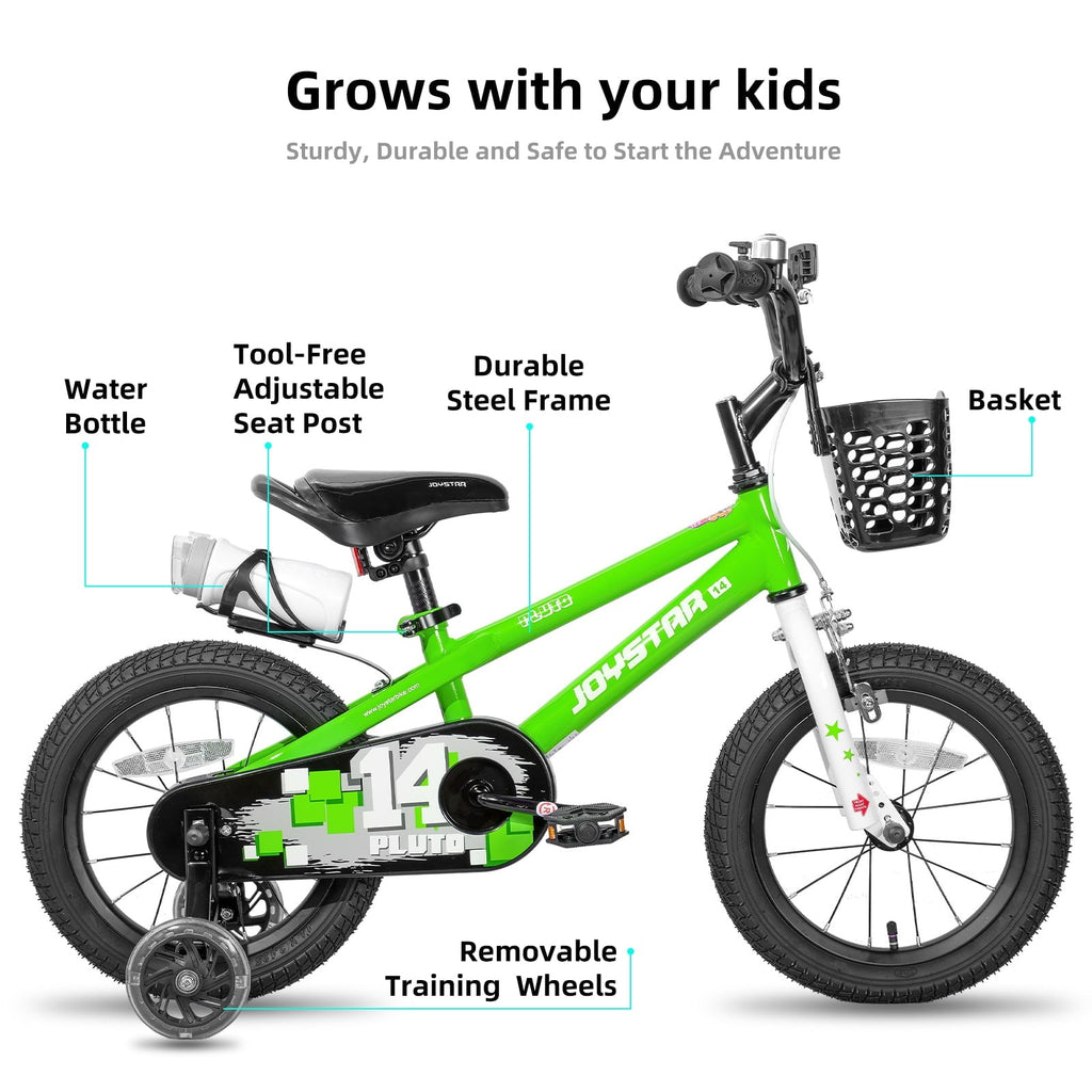 JOYSTAR Pluto Kids Bike with Training Wheels for 12 inch Bike, Gray