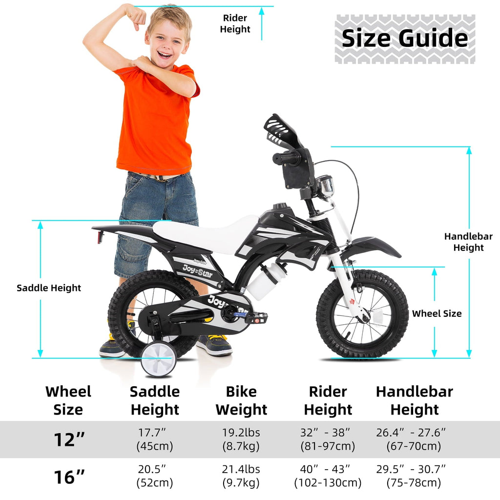JOYSTAR Motocross Style Kids Bike for Boys Girls Ages 2-4 Years, 12 Inch Children Bicycles Black