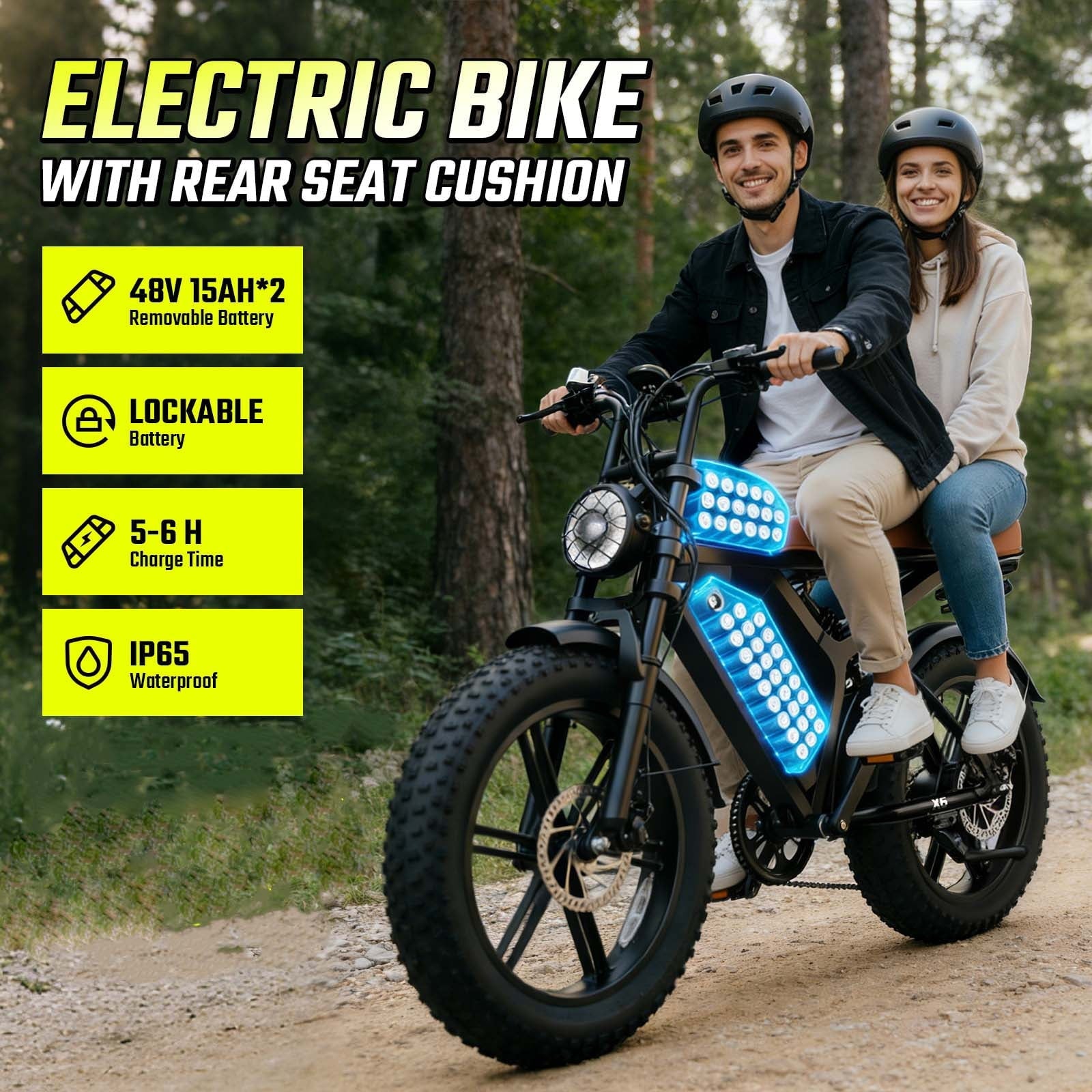 SISIGAD Electric Bike for Adults,20x4.0 Fat Tire E Mountain Bicycle,Peak 1500W Motor 48V15Ah Battery UL2849