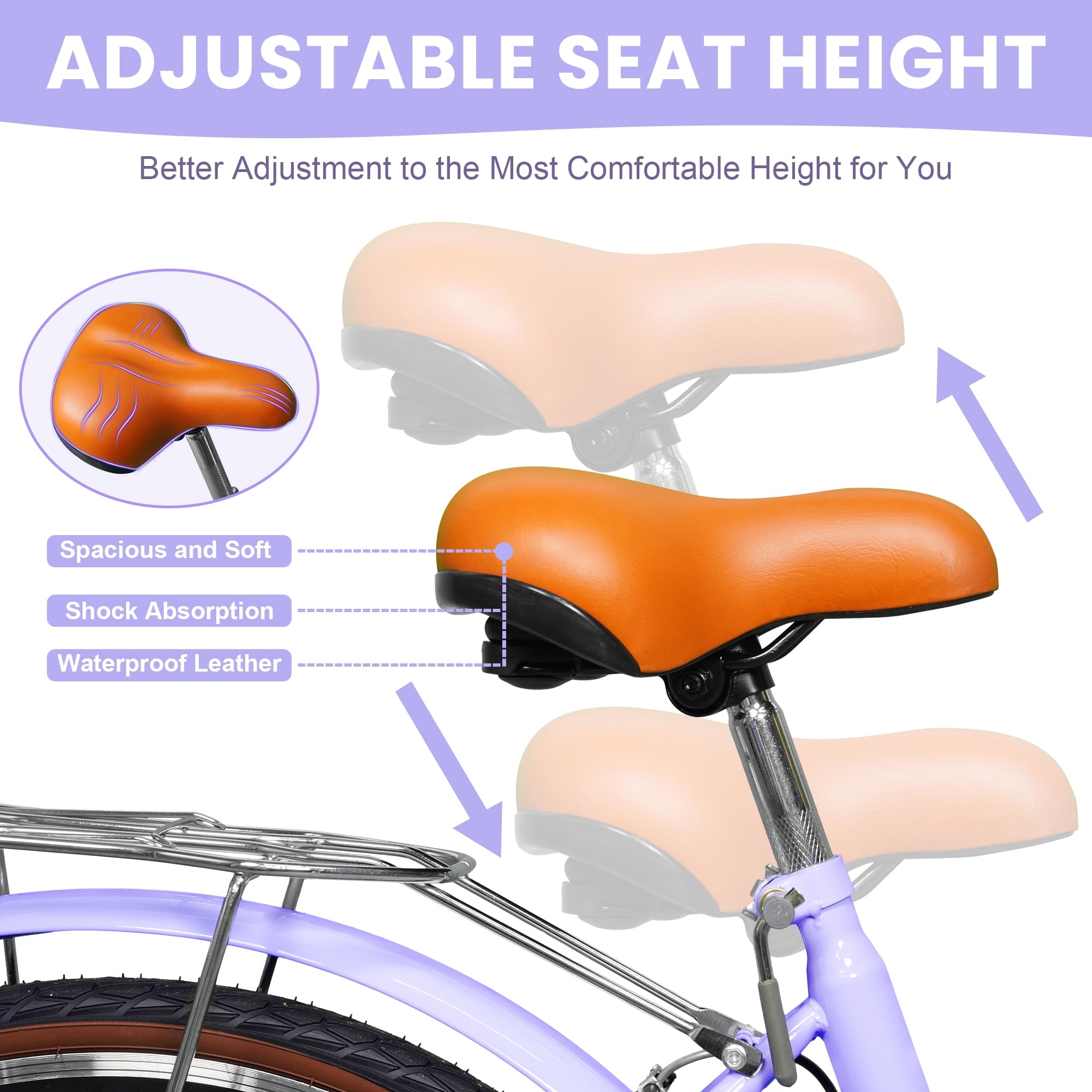 24 Beach Cruisers for Women, Pipleo Bikes for Women with Rattan Basket, 7-Speed & Step-Through Frame