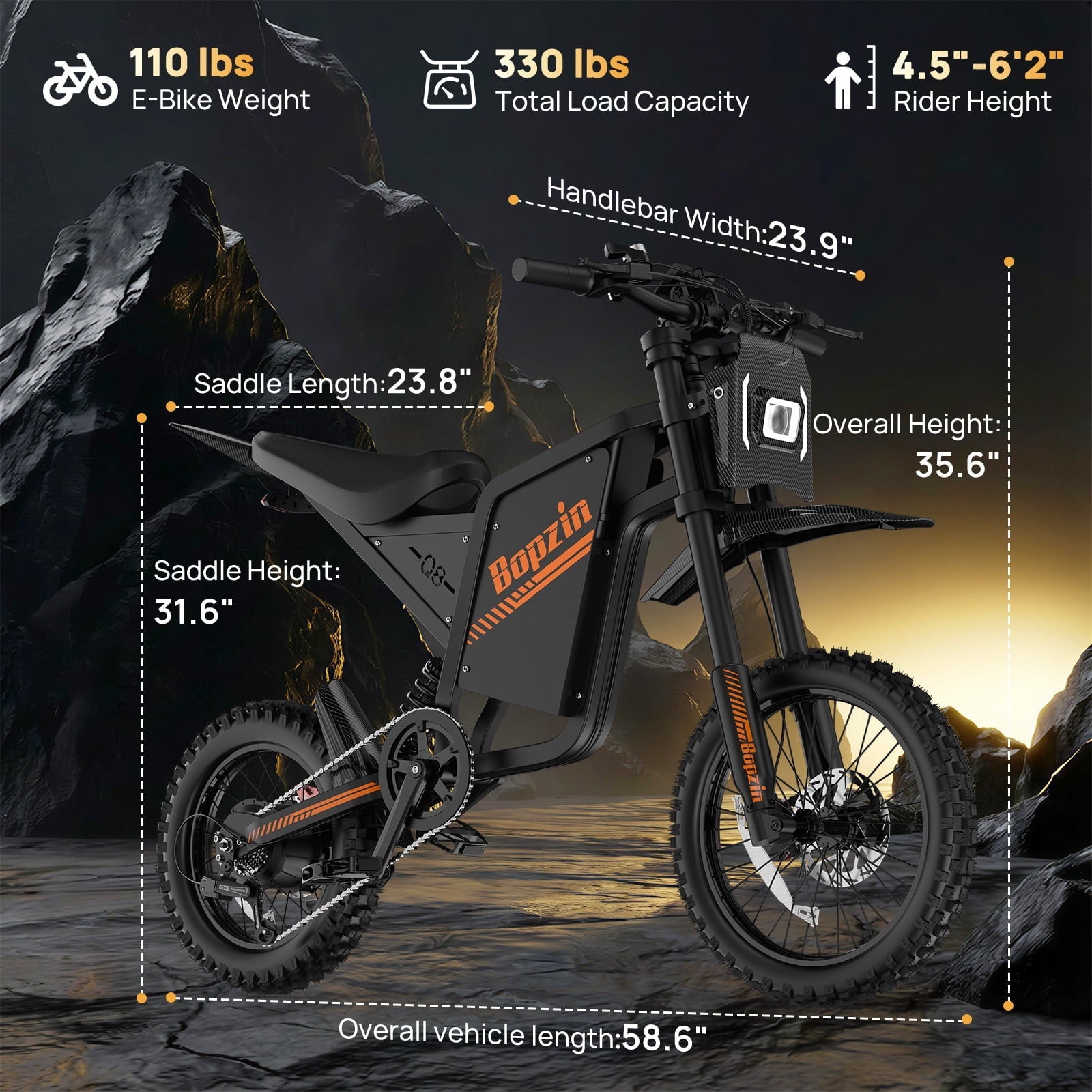 Electric Bike for Adults,1500W 35MPH,48V 20AH 30-80 Miles,20'' Fat Tire Mountain Bike with Rear Rack UL2849