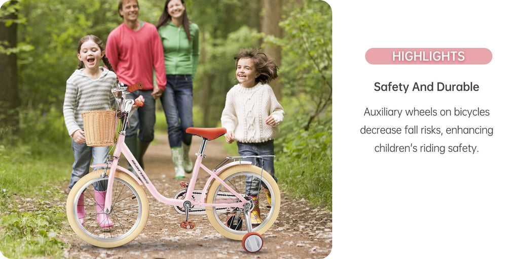 18 Inch Kids Bike with Removable Training Wheels, Adjustable Seat, Steel Frame & Dual Brake, Kids Bicycle for 6-10 Years Old Toddler Girls Boys