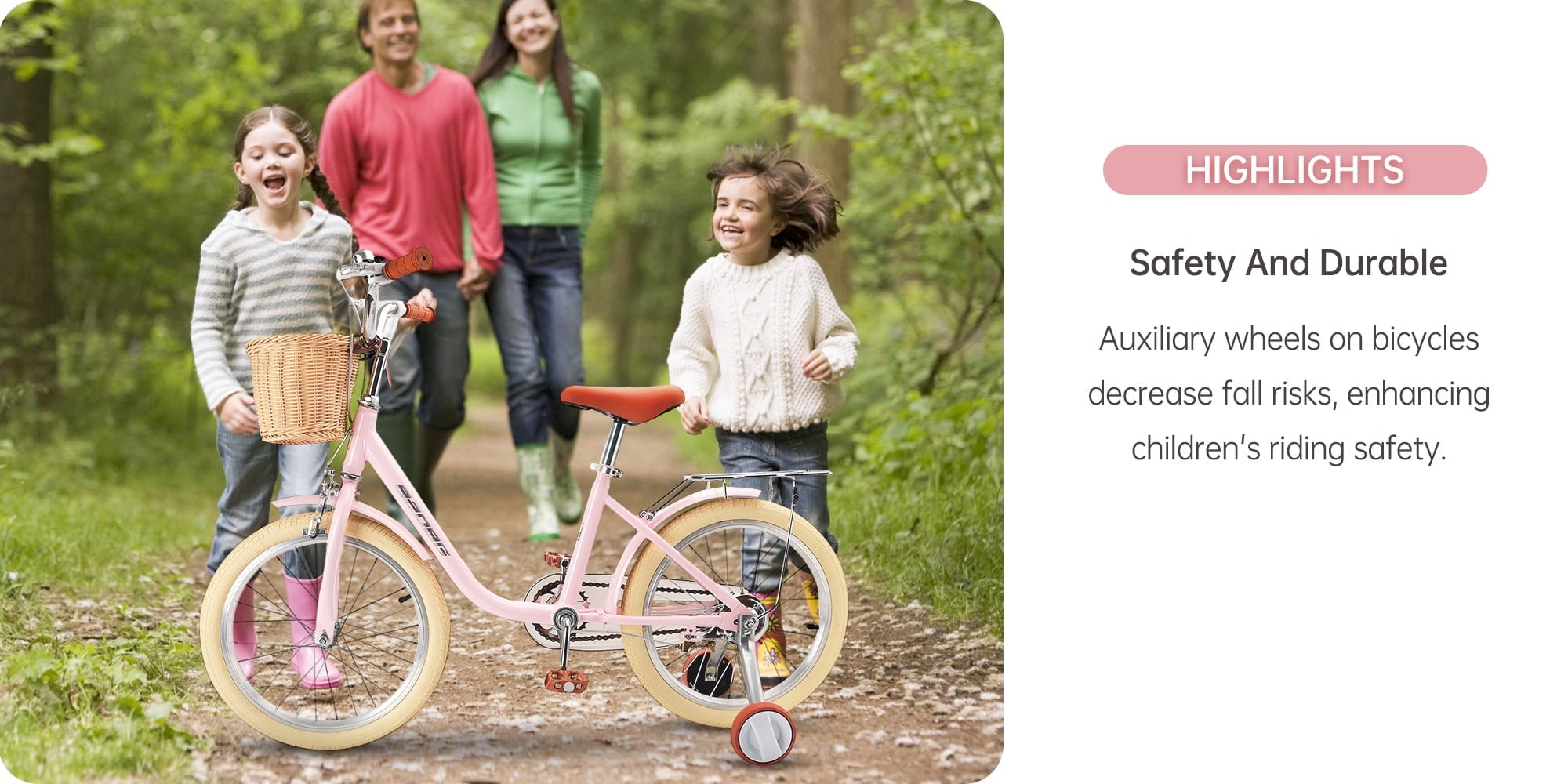 18 Inch Kids Bike with Removable Training Wheels, Adjustable Seat, Steel Frame & Dual Brake, Kids Bicycle for 6-10 Years Old Toddler Girls Boys