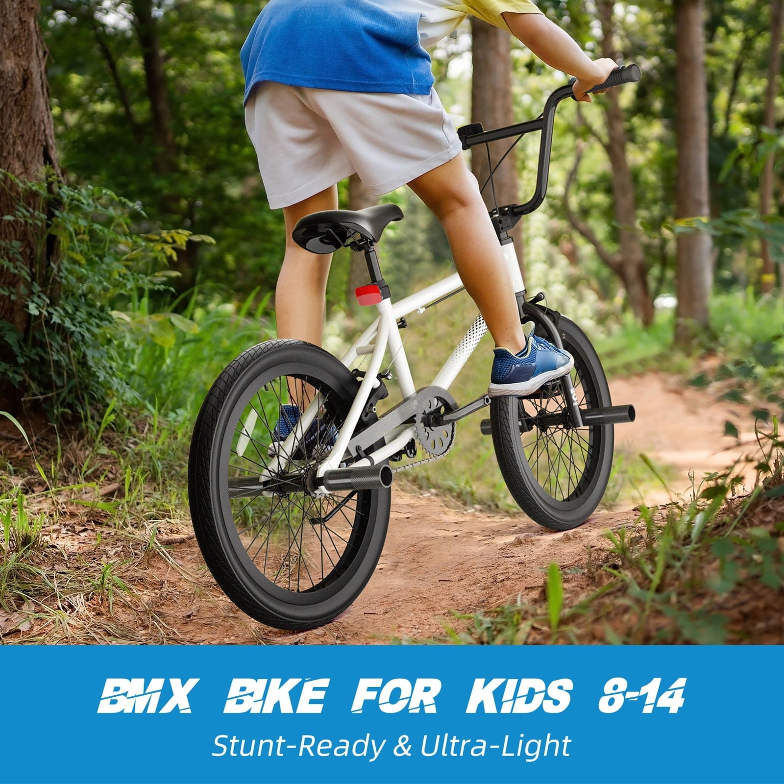 KORIMEFA Freestyle Kids BMX Bikes 18 20 Inch Kids Bicycles for Years Old Boys Girls Teen with Adjustable Seat and Handbrake, for Kids 8-12 Beginner-Level to Advanced Rider