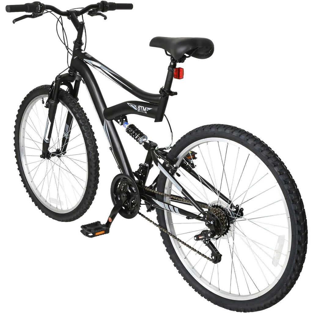 Hykolity 26 in Mountain Bike Sport Bicycle, 18 Speed Mtb Cycling for Adult Men Women Age 14+, Dual Full Suspension Outdoor Sport Bikes, White
