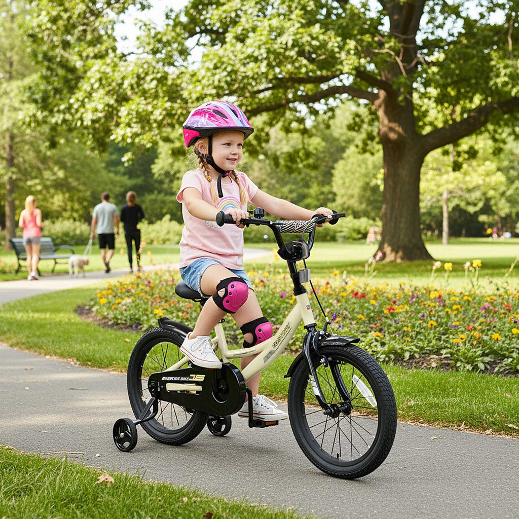 Costway 18 Inch Kids Bike with Training Wheels Dual Brakes Adjustable Seat Handlebar Height