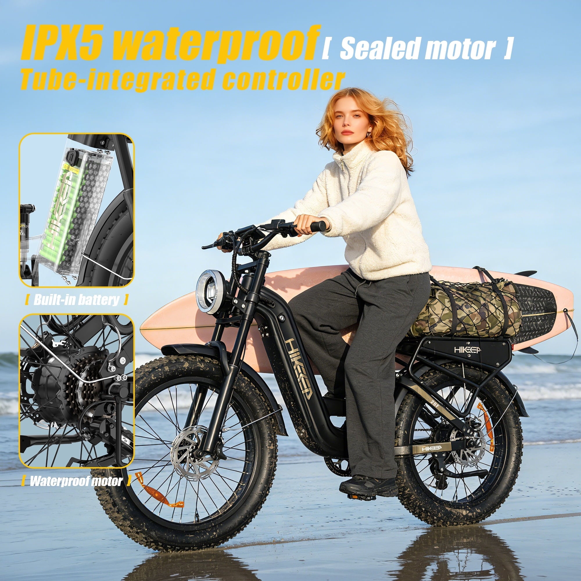 Electric Bike for Adults, 2000W 4000W Peak Motor, 48V 25Ah Removable Battery, 26x4.0 Fat Tire Ebike, 7-Speed Shimano, Front Fork & Linkage Suspension, Rear Rack, 40MPH, UL2849, Green
