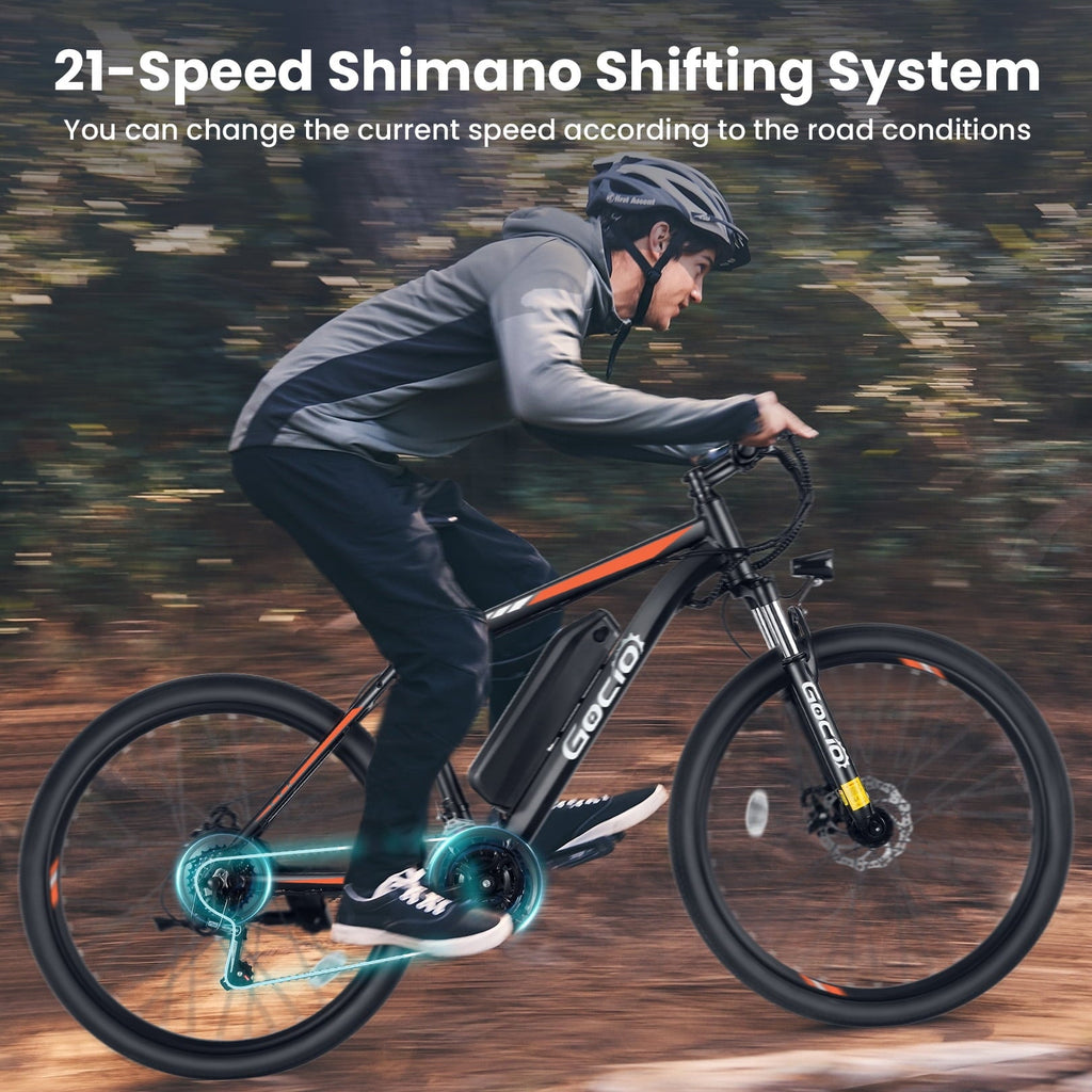 Gocio Electric Bike for Adults, 27.5 E-Mountain Bike, Lockable Suspension Fork, 750W Peak Power Motor, 48V/10.4AH, 19.8 MPH, 21 Speed, UL 2849