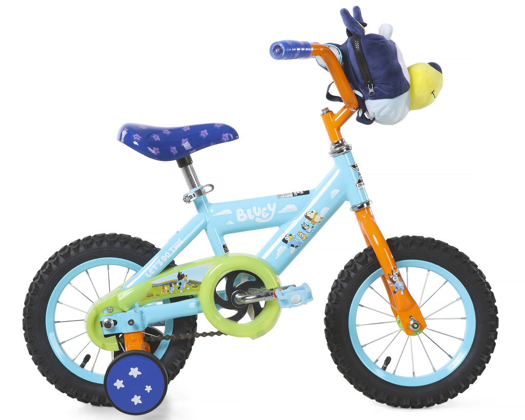 Dynacraft Bluey Kids 12-inch BMX Bike with Training Wheels, Plush Bag, Steel Frame, Coaster Brake, Ages 3-5