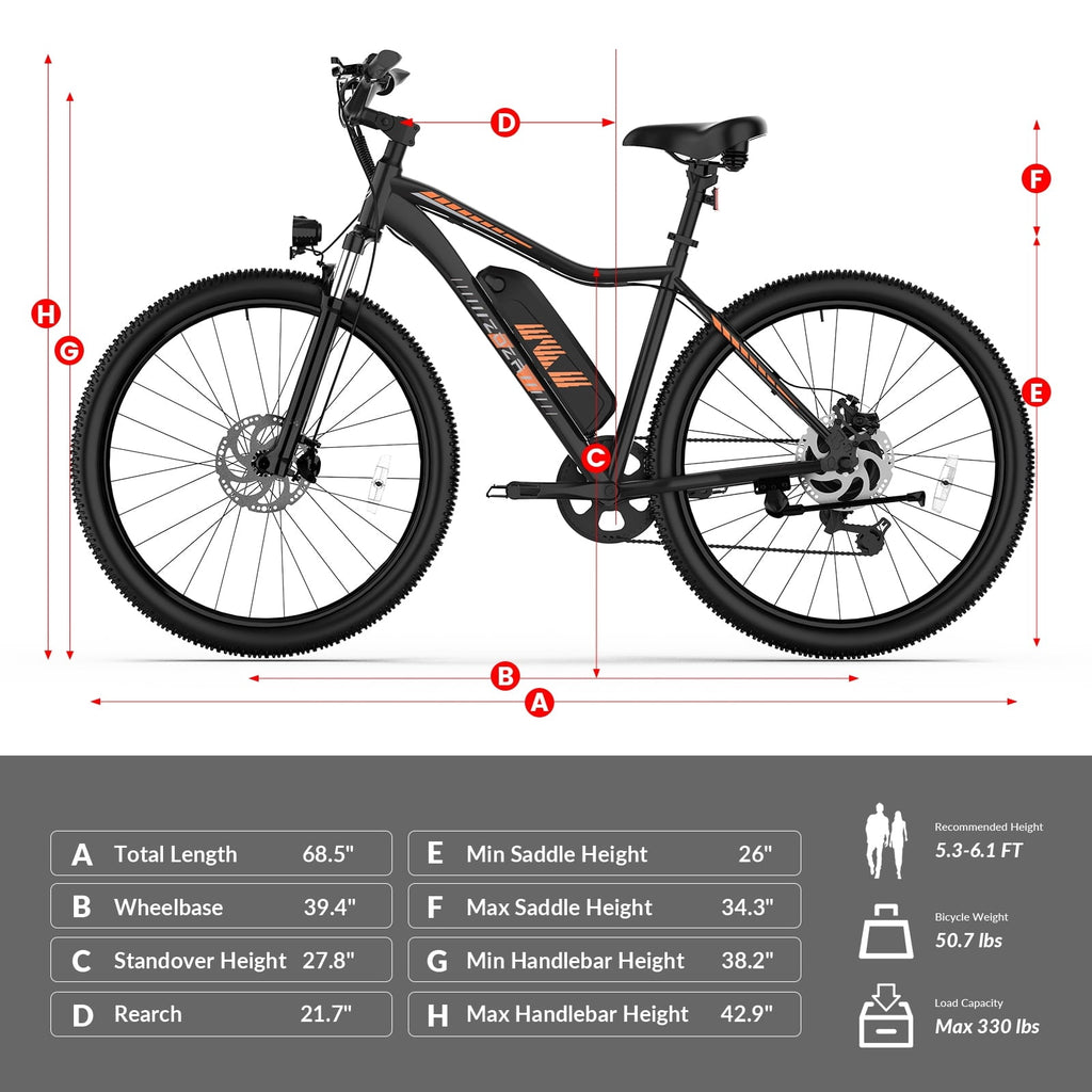 ZDZA 27.5'' Electric Bike for Adults, 1500W Motor 25MPH E-Mountain Bike, 48V 10.4Ah Removable, 7-Speed Ebike with Display UL2849