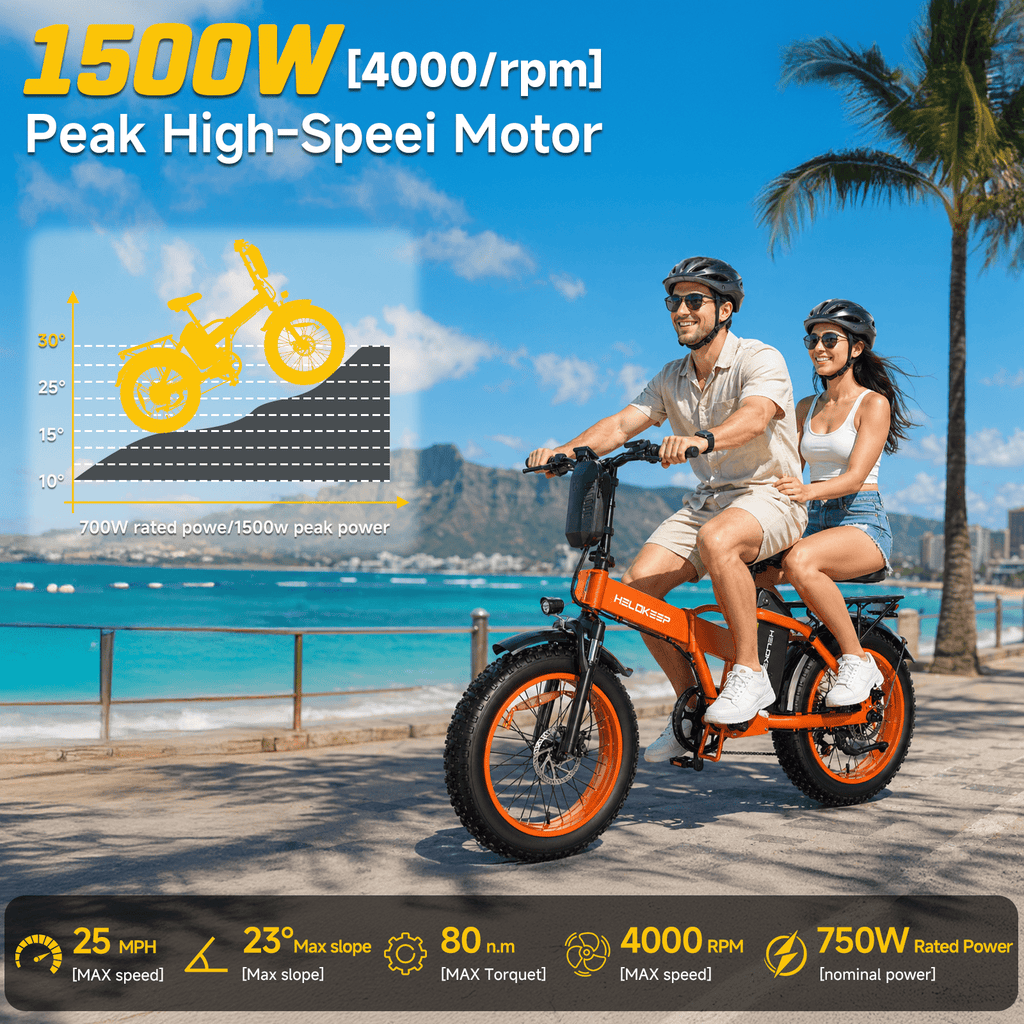 1500W Peak Folding Electric Bike for Adults, 48V 25Ah UL 2849 Certified Battery, 20x4 Fat Tire E-Mountain Bicycle, Shimano 7-Speed, Rear Rack, Up to 30MPH, Black