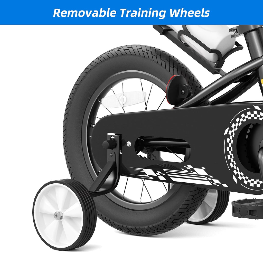 GLAF 12 14 16 Inch Boys Bike with Training Wheels & Water Bottle Holder, for Kids Ages 2-7 Years, Durable Construction, Green