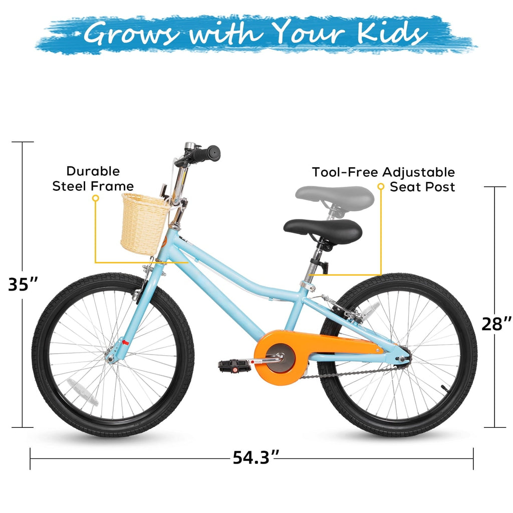 Hykolity 20 Kids Bike Age 6-12 Boy Girl Bicycle Coaster Brake Children Bike For Tween Height 48-62 Teen Sport Outdoor Riding Navy Blue