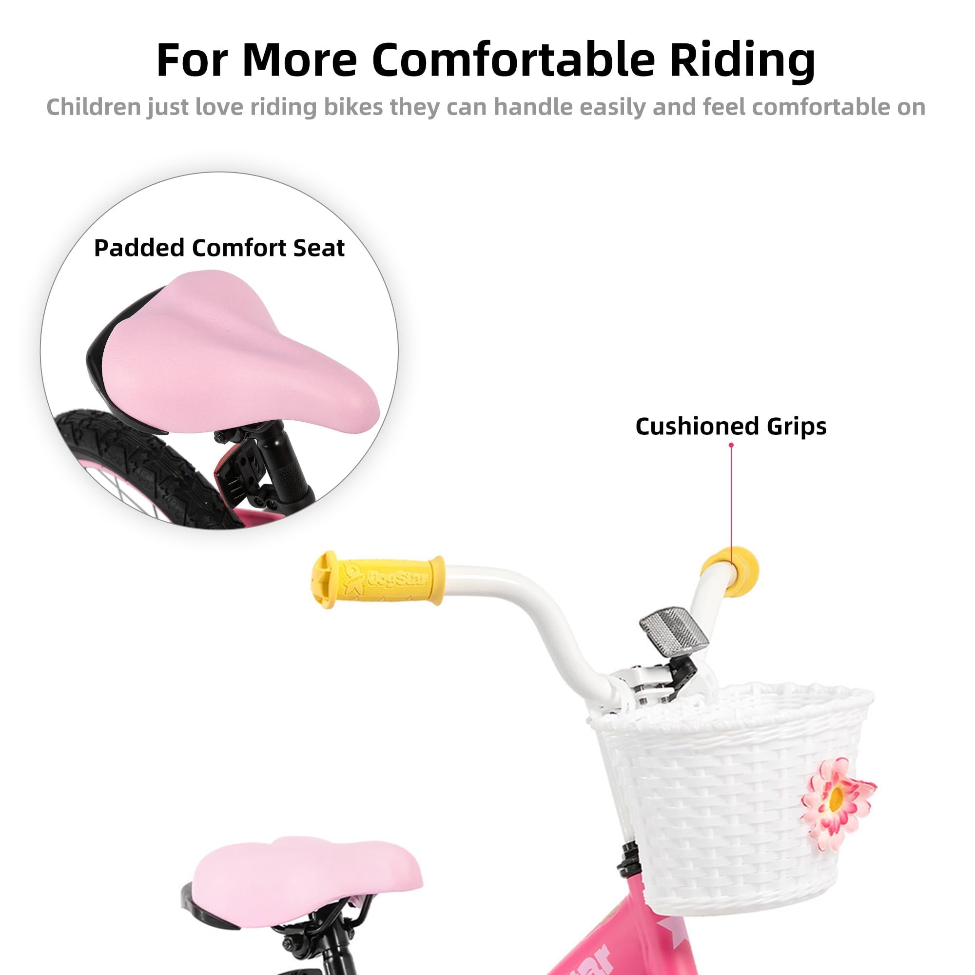 JOYSTAR 12 14 16 Kids Bike for 2-7 Years Girls 33-53 Inch Tall, Rainbow Toddler Bicycle with Basket, Training Wheels & Coaster Brake, 85% Assembled, Macarons