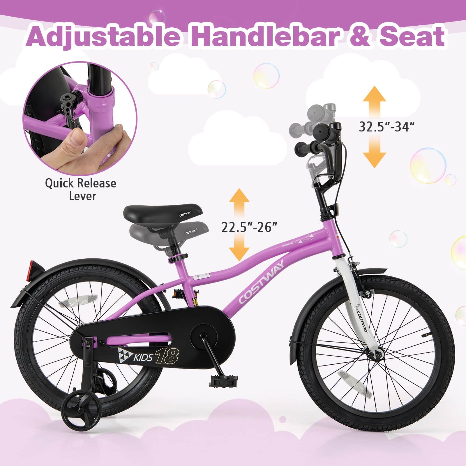 Costway 18 Kids Bike for 4-8 Years Old Boys & Girls with Adjustable Seat Handbrake Reflectors Red