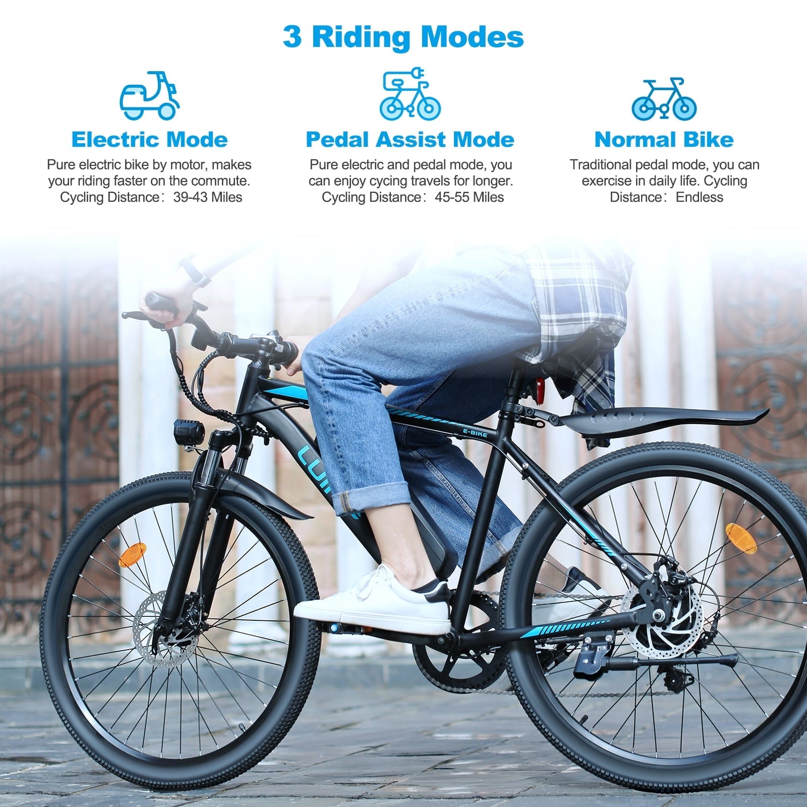 VTOKW 500W Electric Bike for Adults, 26 Electric Bicycles, 36V 10.4Ah Battery, 20MPH Ebike, E-Bike UL2849
