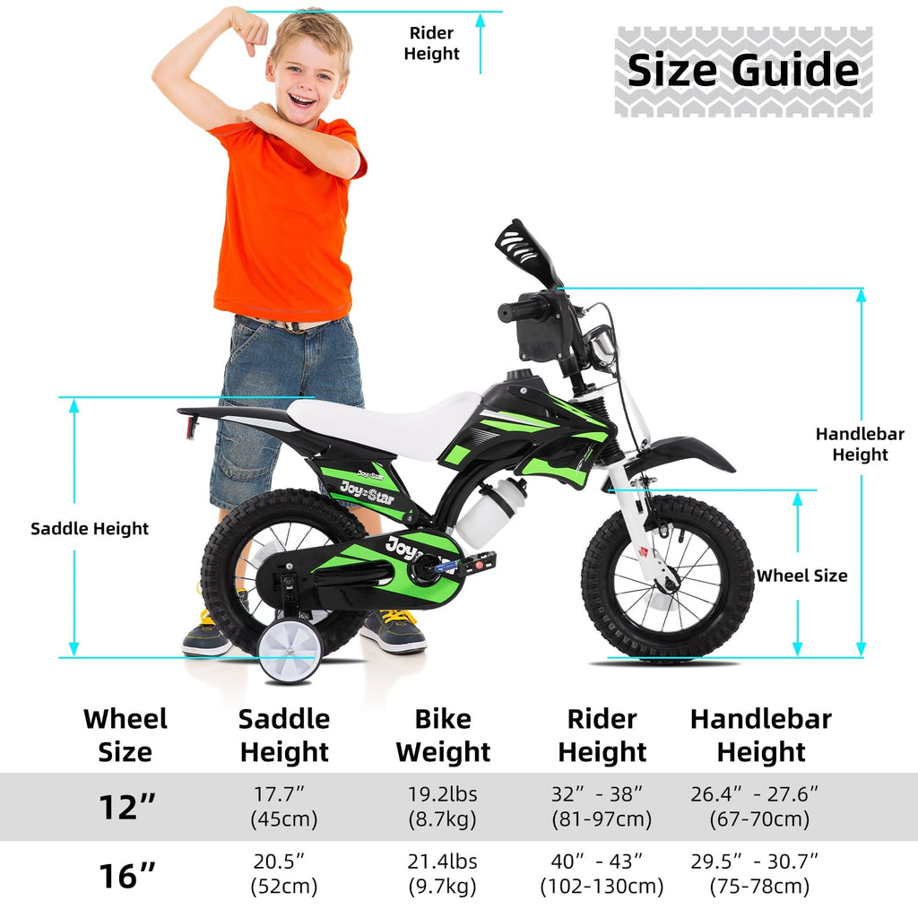 JOYSTAR Motocross Style Kids Bike for Boys Girls Ages 2-4 Years, 12 Inch Children Bicycles Black