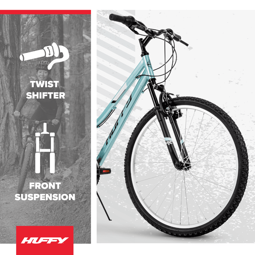 Huffy 26 Rock Creek Mountain Bike, Fits Riders 60+, Teal, Adult, Women's