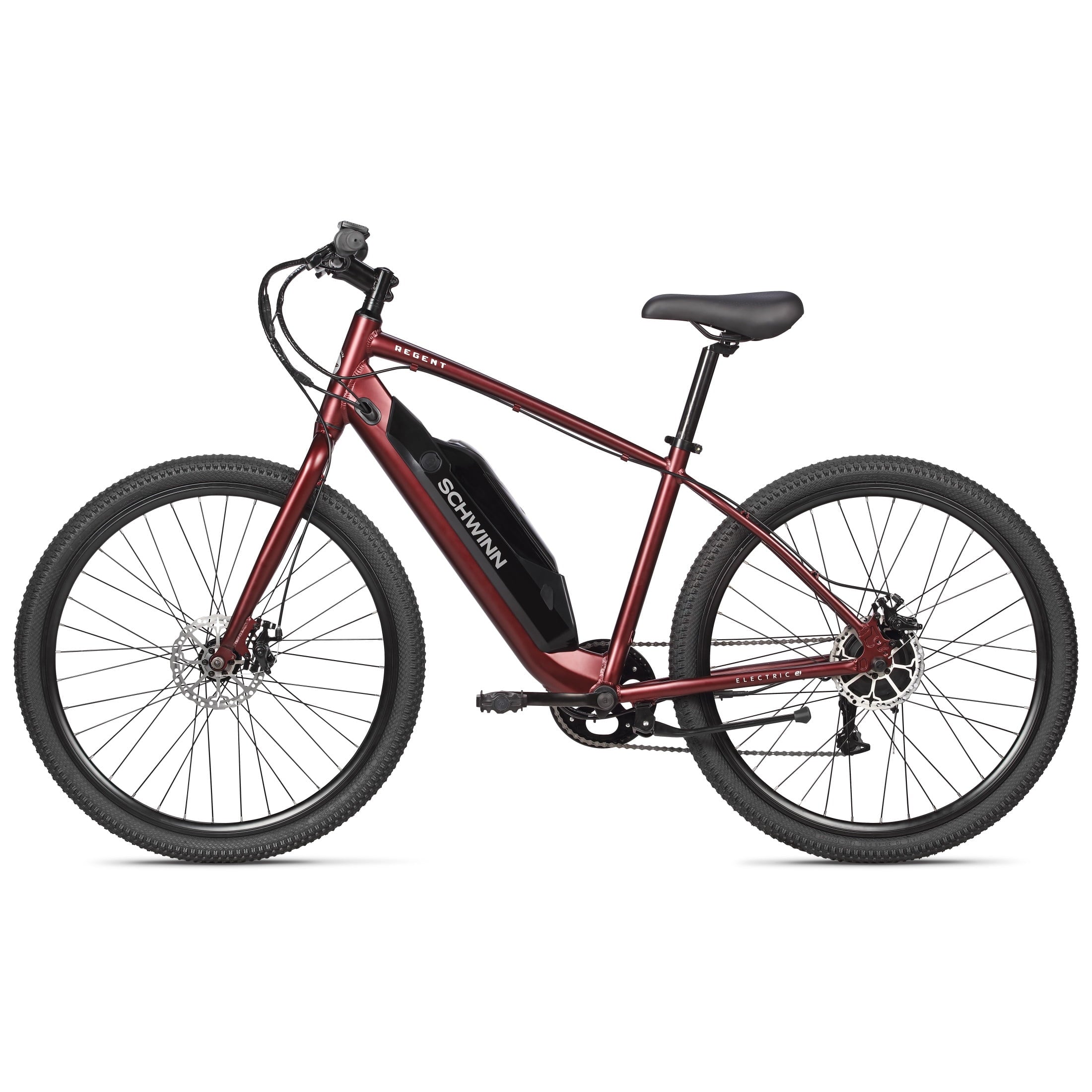 Schwinn Regent Electric Hybrid Bike, 27.5 Inch Wheel, Adult, Unisex, Red
