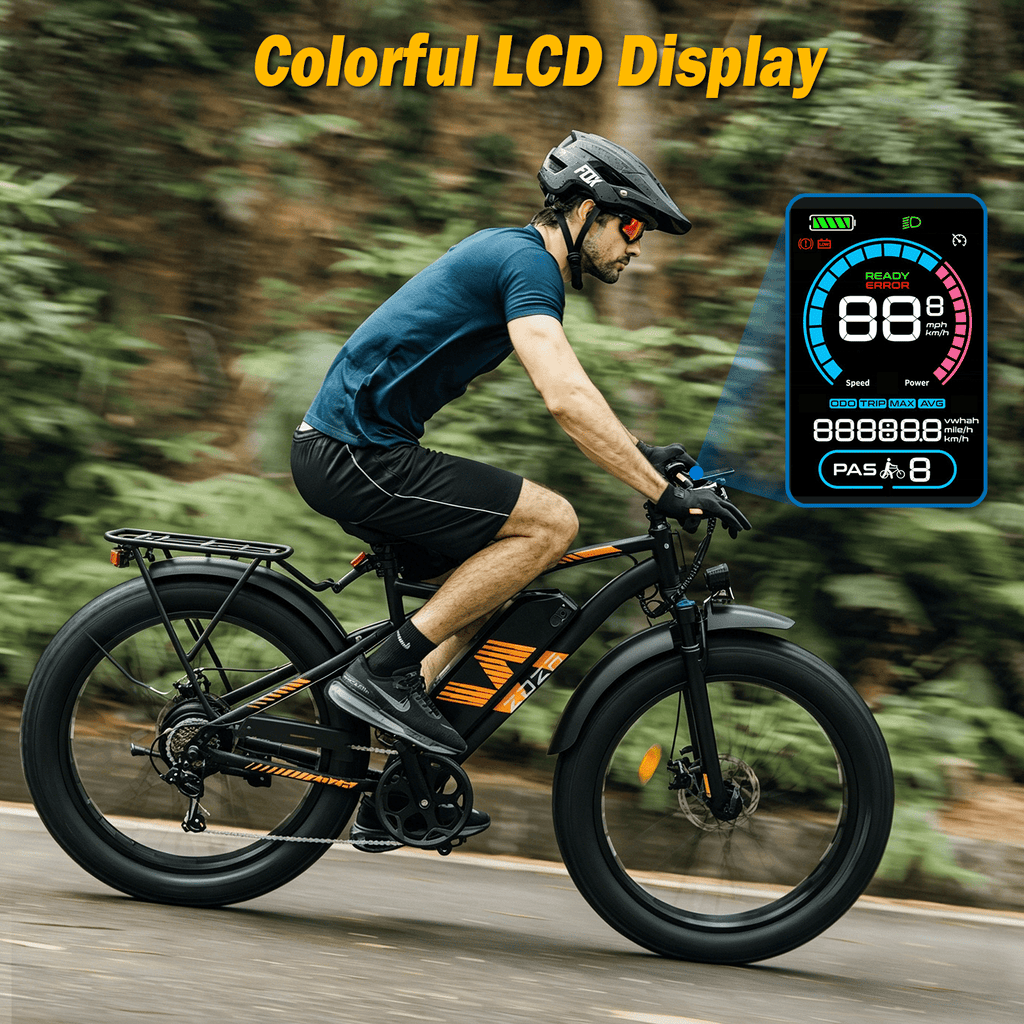ZDZA Electric Bike for Adults, Peak 1500W Motor E-Mountain Bicycle, 26 Fat Tire 28mph Ebike, 48V 15Ah Removable, Dual Suspension with Shelf UL2849, Black