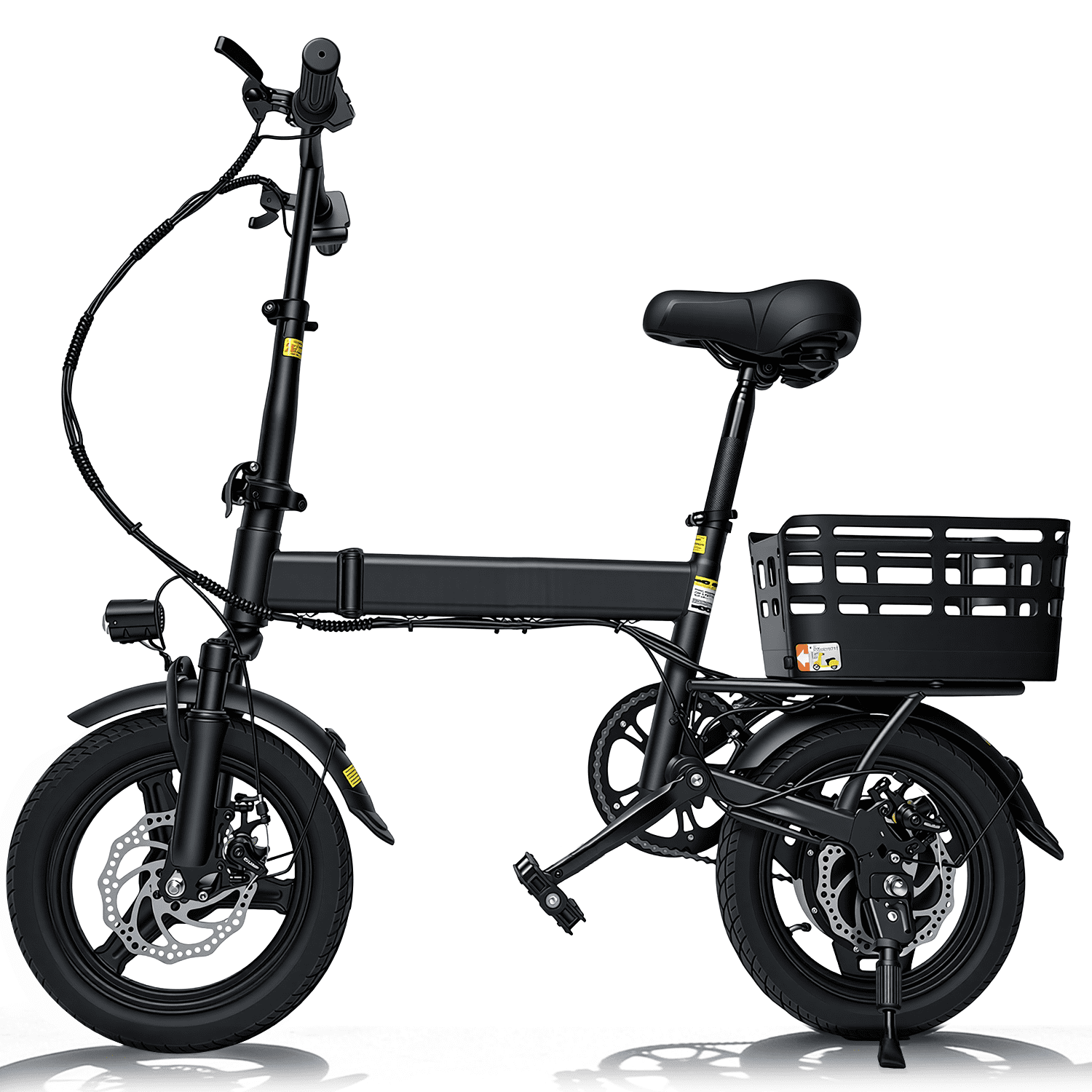 BroPath Electric Bike for Adults, 14 Folding Ebike, Electric Bicycle with 576WH Battery, 21MPH,20+ Miles(MAX),450W High Motor,Multi-Shock Absorption,Commuting Mini E Bikes,UL2849,Ebike for Teens