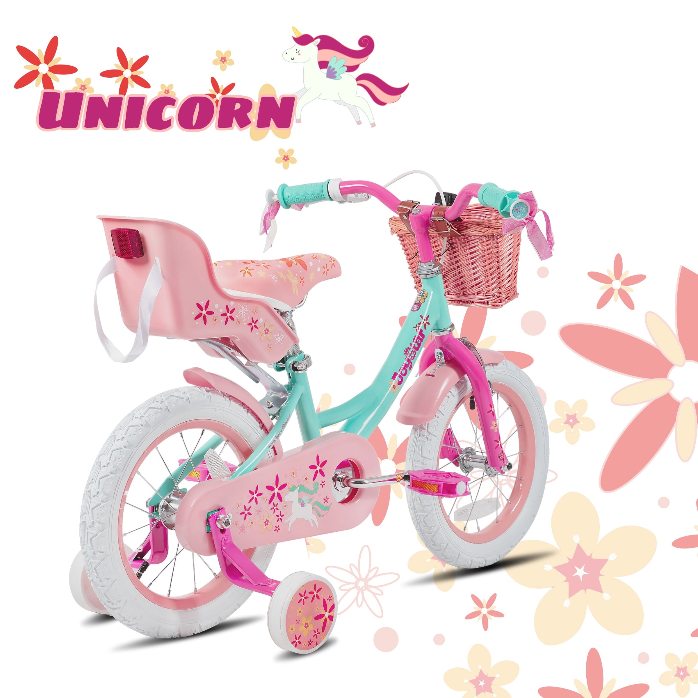 Joystar Unicorn 14inch Girls' Bike, Mint Pink
