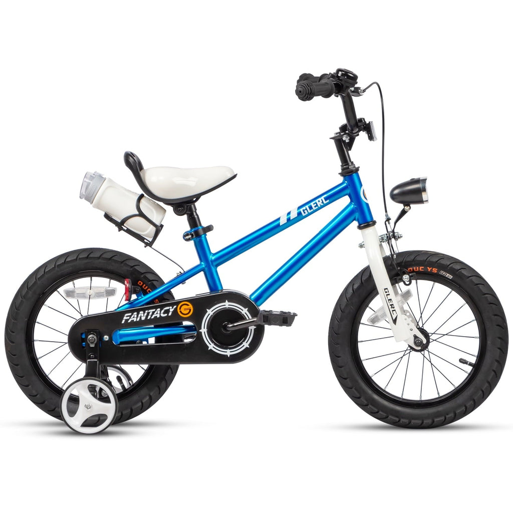 Glerc 14 inch Kids Bike for Child 3-5 Year old Boys Girls with Water Bottle Holder & Headlight & Training Wheels, Black
