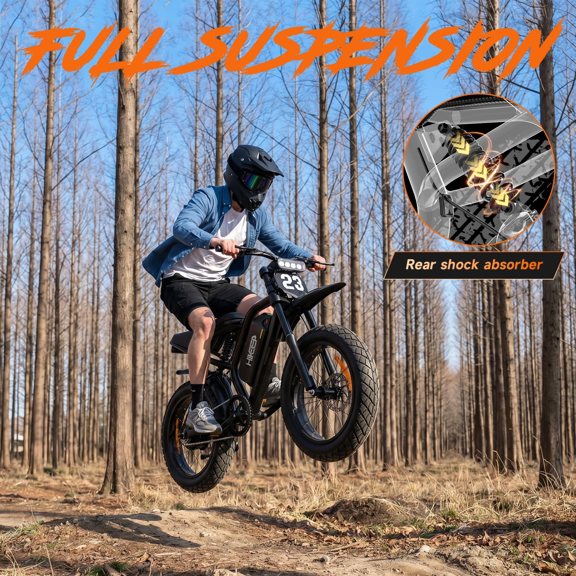 HiKeep 20 Fat Tire Electric Bike for Adults, 750W 1500W Peak Motor, 48V 17.5Ah Removable Battery E-Mountain, Full Suspension Dirt Ebike, UL2849