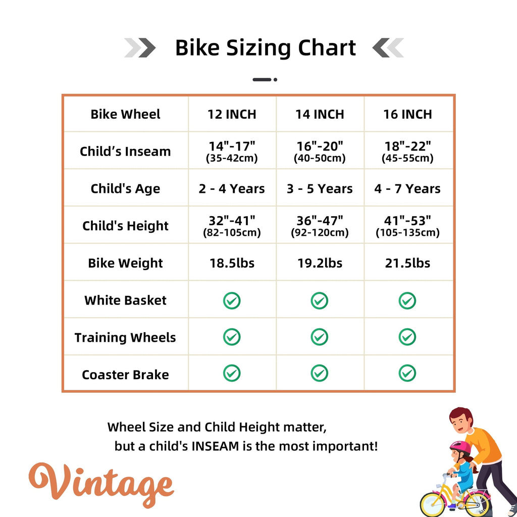 JOYSTAR Vintage Kids Bike with Basket & Training Wheels,12 14 16 20 24 Inch Kids Bike for 2-14 Years Old Girls & Boys, Green