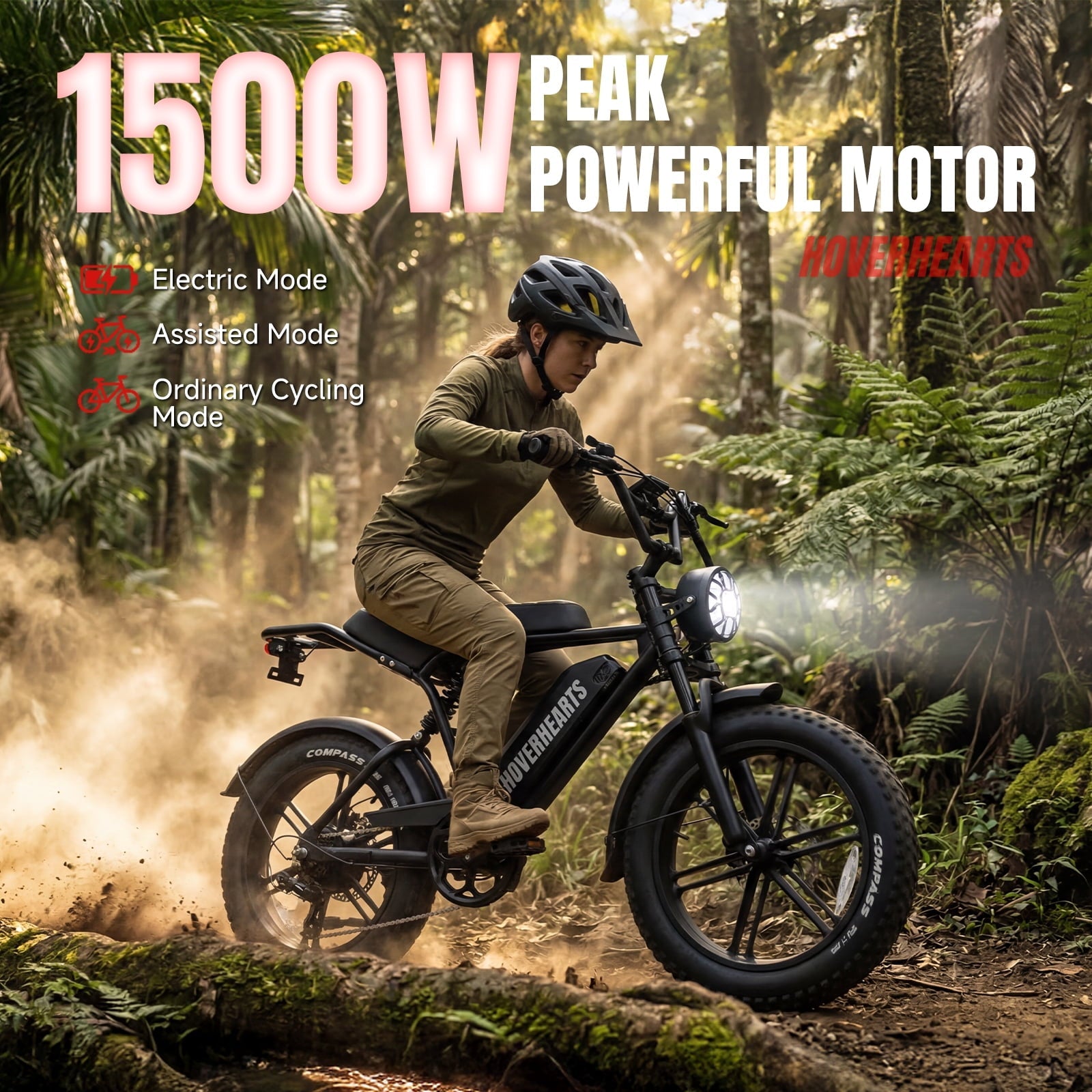 Aoemoe 20'' Fat Tire Electric Mountain Bike for Adults, 500W 48V 15Ah Battery, 28MPH High-Speed Cruiser Ebike, All-Terrain Bicycle with Front Suspension & LED Display UL2849