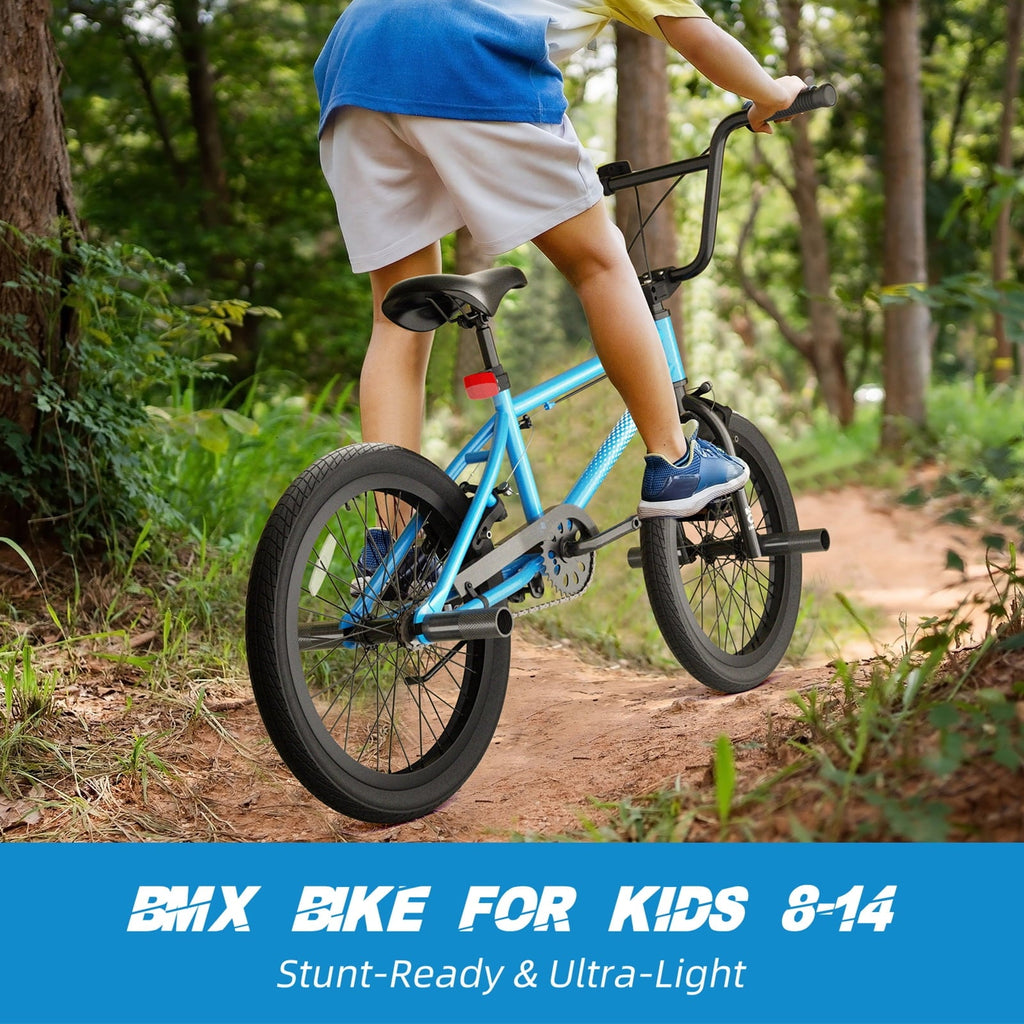 KORIMEFA Freestyle Kids BMX Bikes 18 20 Inch Kids Bicycles for Years Old Boys Girls Teen with Adjustable Seat and Handbrake, for Kids 8-12 Beginner-Level to Advanced Rider