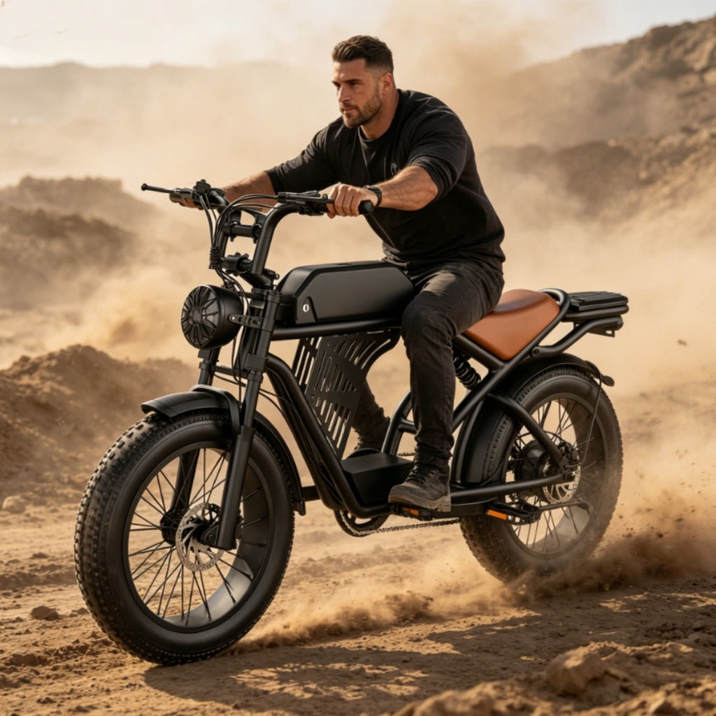 ASKGO Electric Bike for Adult, 2200W Peak Electric Dirt Bike, 100 Miles, 7 Speed Electric Motorcycle, 48V Removable Battery, 20 Fat Tire Off Road Ebike, Full Suspension Ebike for Snow/Beach/Mountain