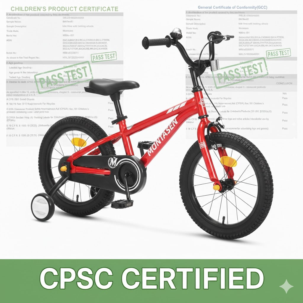 Montasen 14 Inch Kids Bike with Training Wheels Hand Brake Coaster Brake BMX Style Bicycle, Pink