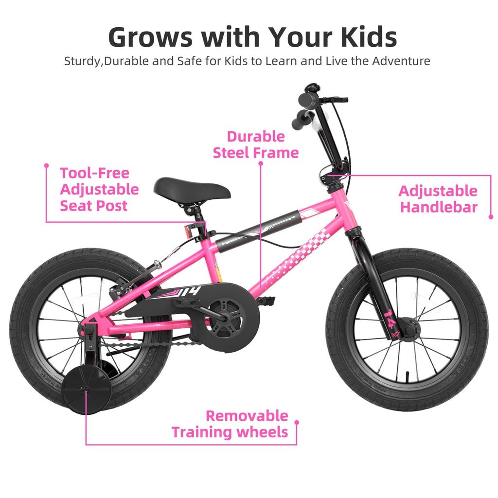 Korimefa Kids Bike, 14 inch Boys Bike BMX Style Bicycle with Training Wheels Coaster Brake for 4 5 6 7 Years Old Toddlers Boys , Blue