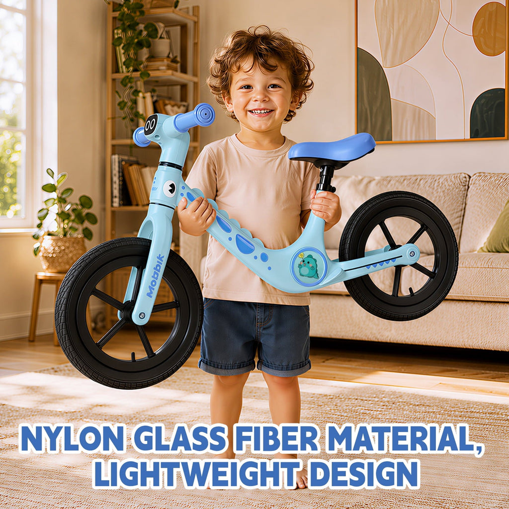 WLRETMCI 12 Kids Balance Bike, Glass Fiber Lightweight Toddler Bicycle for 2-5 Years Boys Girls, Pink