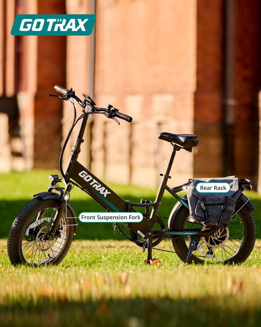 GOTRAX R2 Folding Adult Electric Bike, 500W 20mph, 20 x 3 Fat Tire, LCD Display, Black