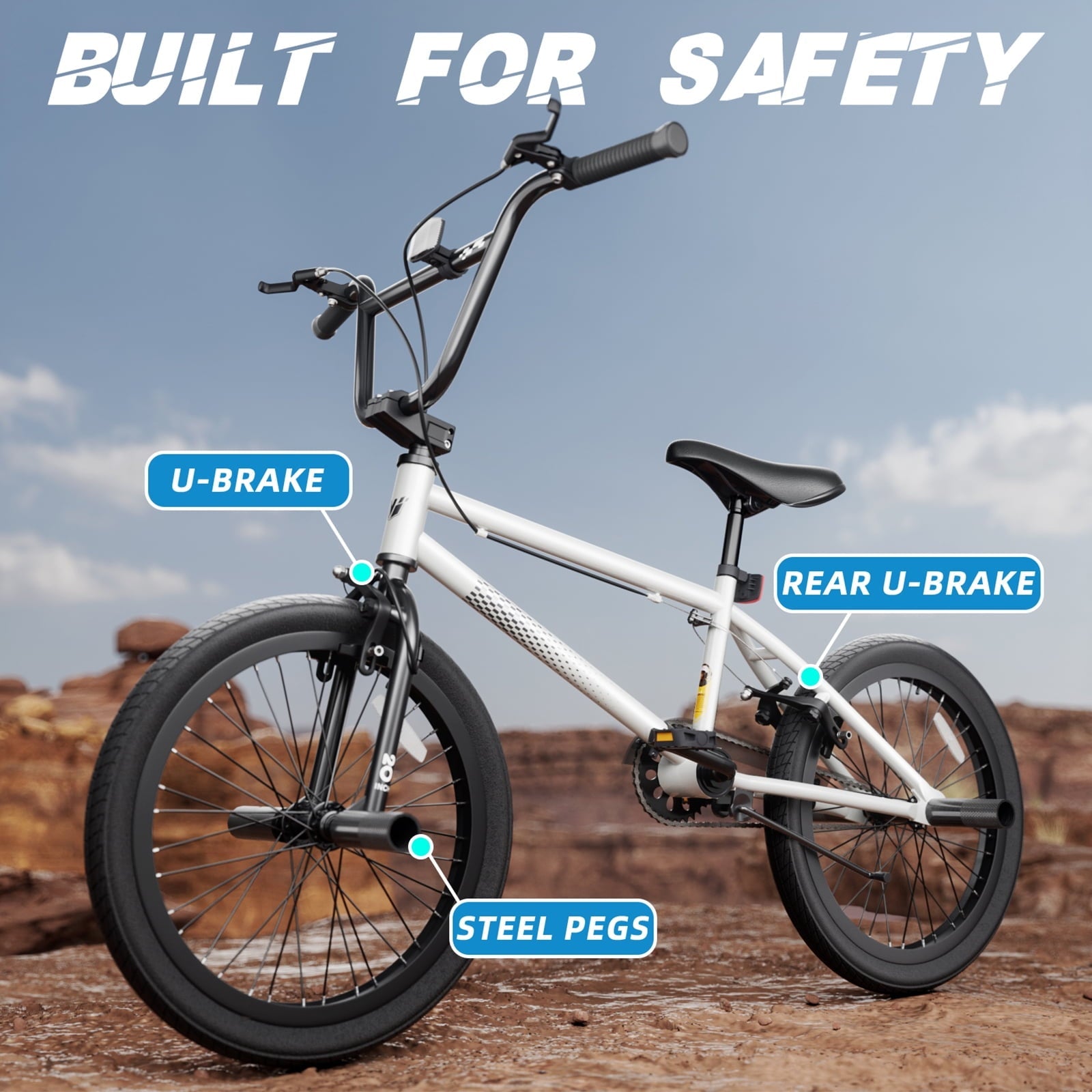 KORIMEFA Freestyle Kids BMX Bikes 18 20 Inch Kids Bicycles for Years Old Boys Girls Teen with Adjustable Seat and Handbrake, for Kids 8-12 Beginner-Level to Advanced Rider