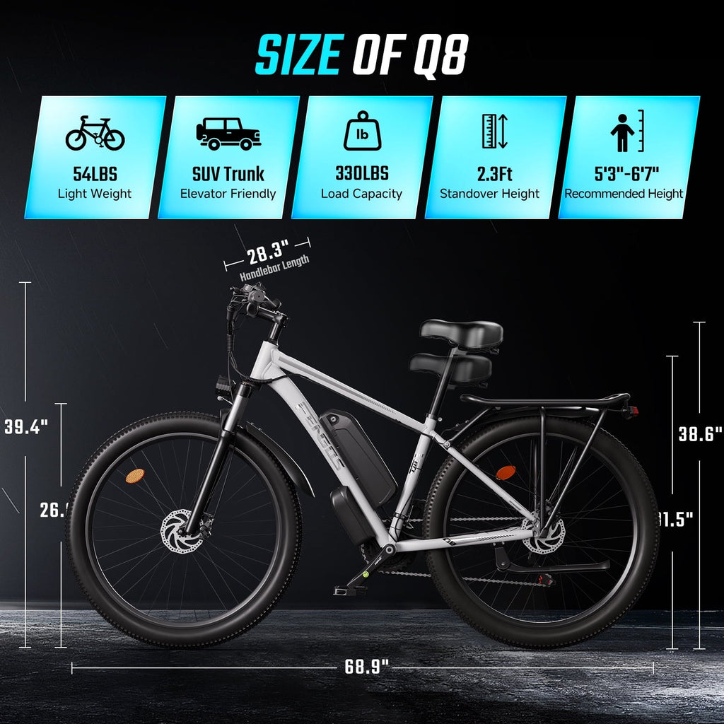 FENGQS 27.5 Electric Bike for Adults, 2000W Peak Power Motor Ebike, 35MPH 80Miles Electric Mountain Bike with 17.5AH Removable Battery-UL 2849, 21-Speed, White