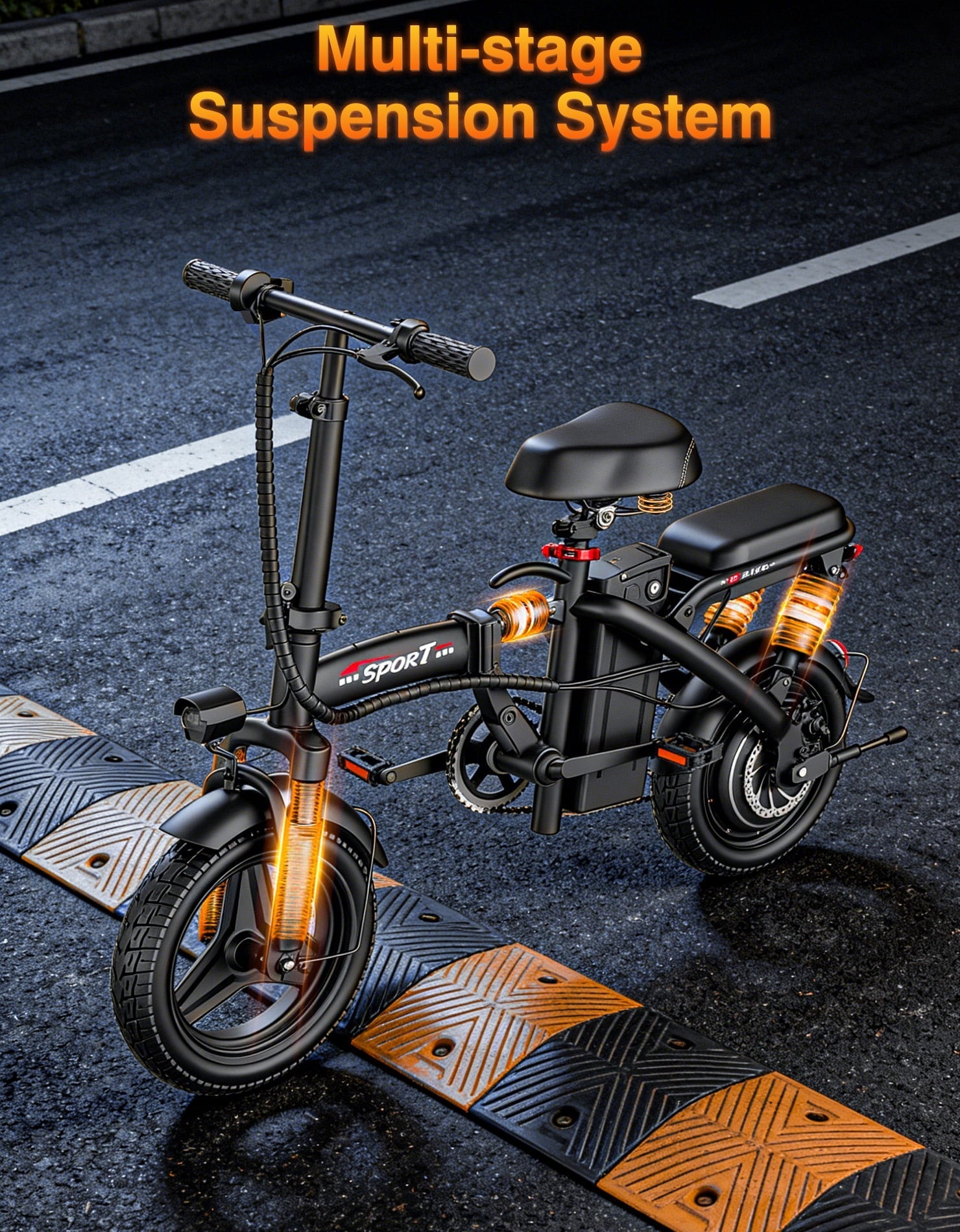 AZHAR Electric Bike for Adults, 500W Motor Folding Mountain Bike 14 , 25 Mph 30 Miles, 48V 15Ah Removable Battery, UL 2849